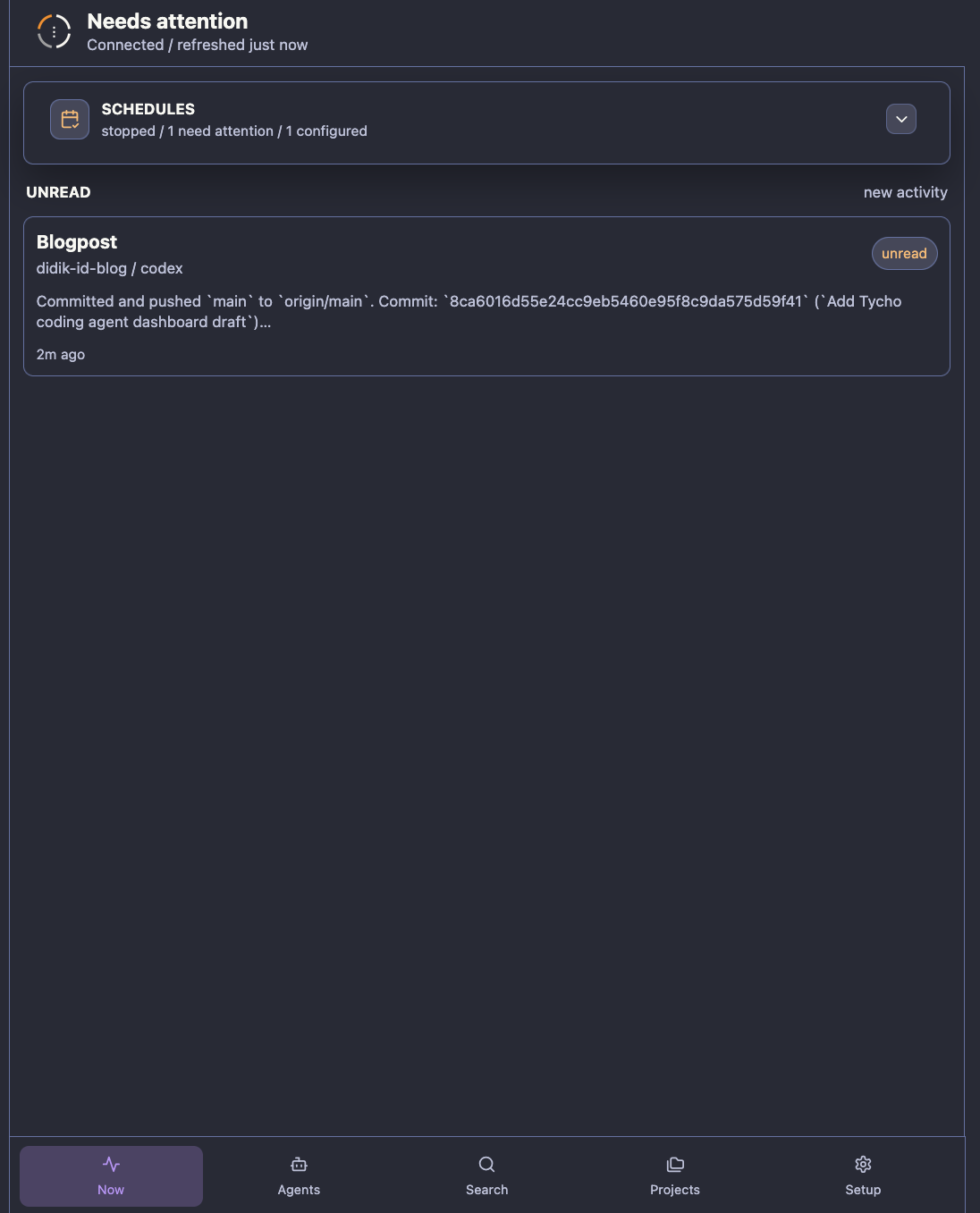 Tycho Remote UI Now view